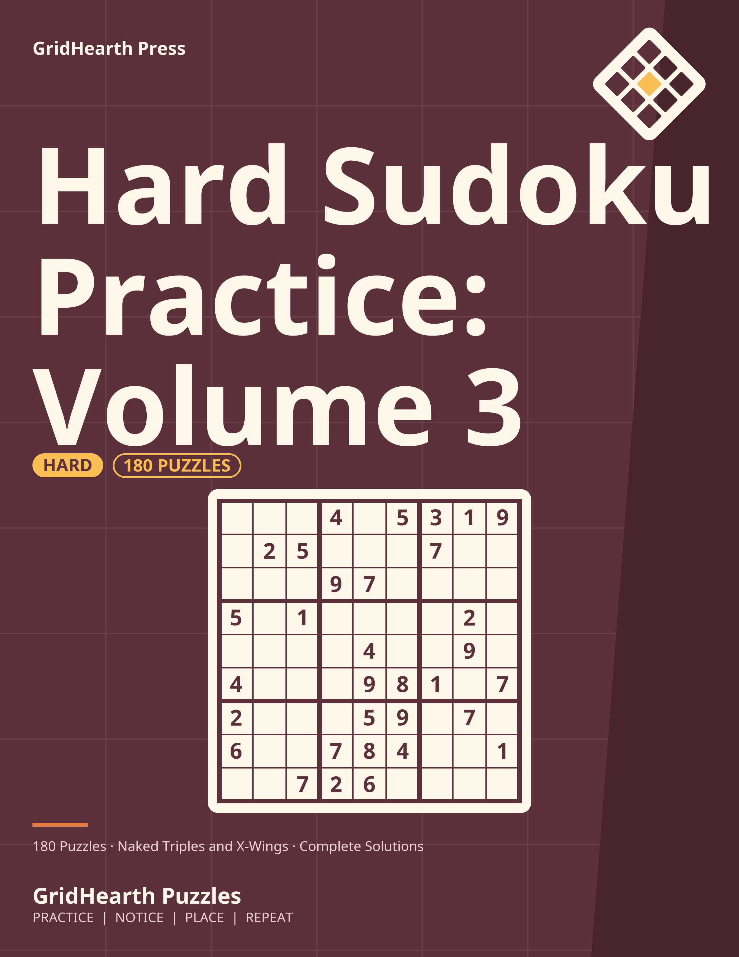 Front cover of Hard Sudoku Practice: Volume 3